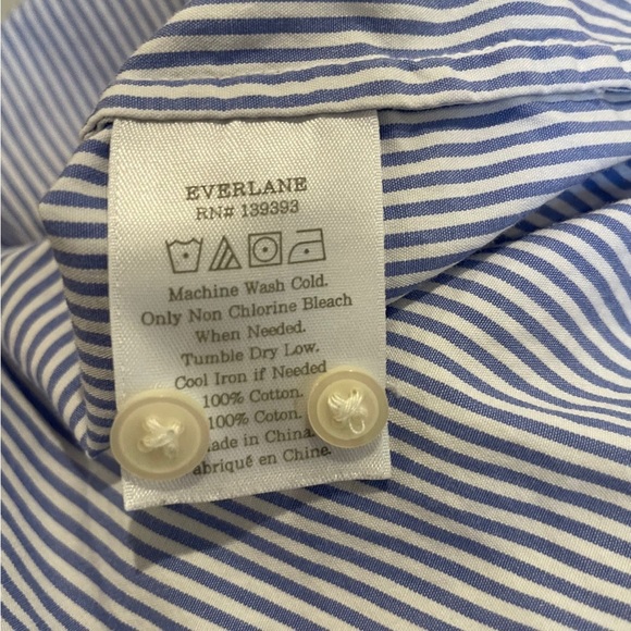 Everlane Striped Cotton Poplin Long Shirt Button Dress Cottagecore Coastal - Picture 8 of 8